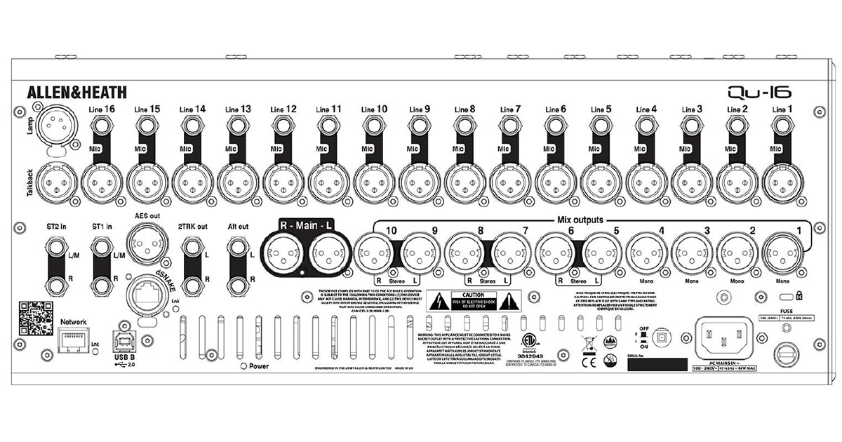 Input e Output d Allen & Heath QU-16